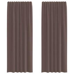 Berkfield Home Voile Curtains with Rod Pockets 2 pcs Brown - thumbnail 3