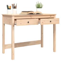 Berkfield Home Desk with Drawers 100x50x78 cm Solid Wood Pine in Brown - Size: 100 x 50 x 78 cm - thumbnail 5