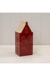 KDMD Large Red Ceramic LED Townhouse with Sand Roof. 6 Hour Timer - thumbnail 2