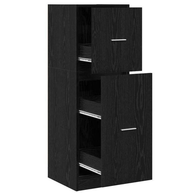 Berkfield Home Modern Apothecary Cabinet Black Oak 40x41x118 cm Engineered Wood - Size: 40 x 41 x 118 cm - image 1