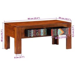 Berkfield Home Coffee Table 90x50x40 cm Solid Wood Acacia in Brown - Size: 90 x 50 x 40 cm - thumbnail 9
