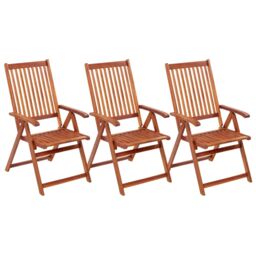 Berkfield Home Folding Garden Chairs 3 pcs Solid Acacia Wood in Brown - thumbnail 1
