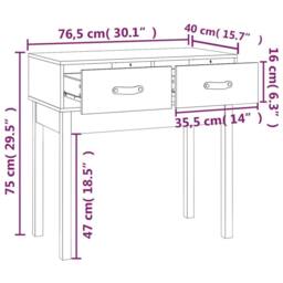 Berkfield Home Beautiful Console Table Black 76.5x40x75 cm Solid Wood Pine - thumbnail 9