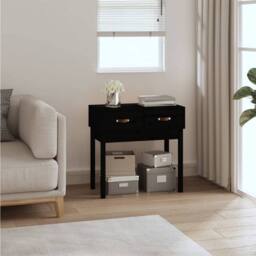 Berkfield Home Beautiful Console Table Black 76.5x40x75 cm Solid Wood Pine - thumbnail 2