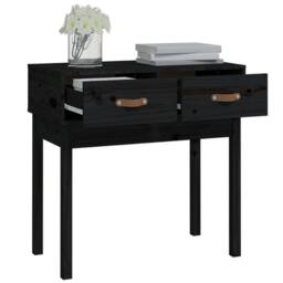 Berkfield Home Beautiful Console Table Black 76.5x40x75 cm Solid Wood Pine - thumbnail 7