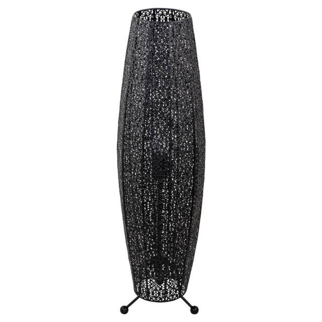 Happy Homewares Traditional & Ornate Floral Moroccan Metal Floor Lamp in Black - image 1