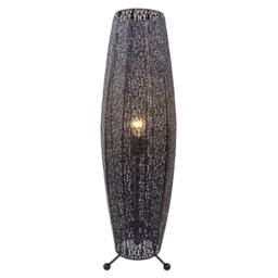 Happy Homewares Traditional & Ornate Floral Moroccan Metal Floor Lamp in Black - thumbnail 2