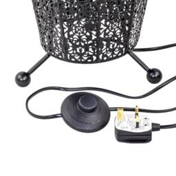 Happy Homewares Traditional & Ornate Floral Moroccan Metal Floor Lamp in Black - thumbnail 4