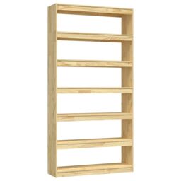 Berkfield Home Book Cabinet/Room Divider 100x30x200 cm Solid Pinewood in Brown - Size: 100 x 30 x 200 cm - thumbnail 2