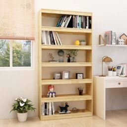 Berkfield Home Book Cabinet/Room Divider 100x30x200 cm Solid Pinewood in Brown - Size: 100 x 30 x 200 cm - thumbnail 1