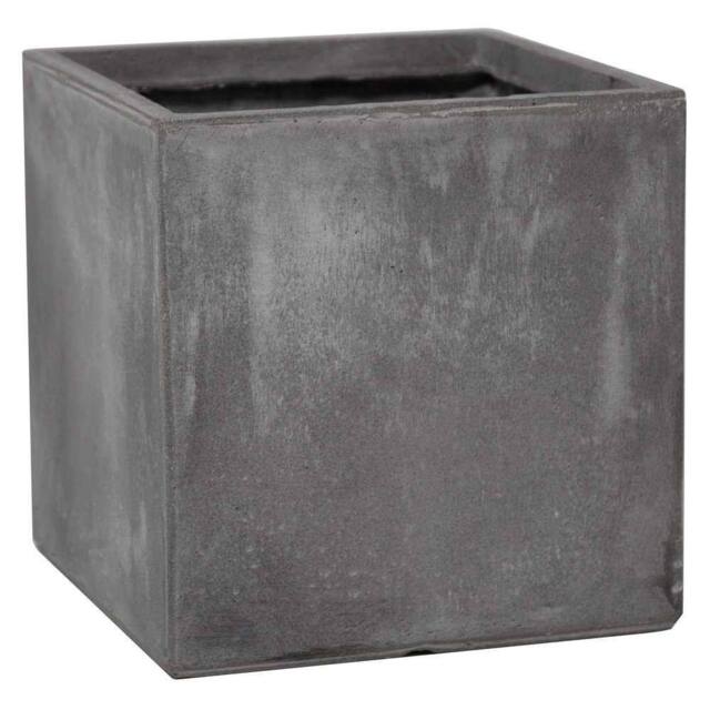 Primrose Garden Fibrecotta Cement Finish Effect Outdoor Planter Square 50cm in Dark Grey - image 1
