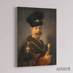 "Artery8 A Polish nobleman Rembrandt van Rijn Canvas Wall Art Print - Size: W12"" x H16""" - thumbnail 2