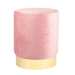 Kelvenix 1pc Pink Round Velvet Pouffe Bedroom Dressing Table Ottoman 29 x 36cm - Size: 29 x 36 cm
