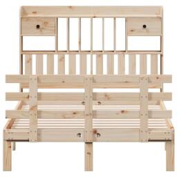 Berkfield Home Bookcase Bed without Mattress 135x190 cm Double Solid Wood Pine in Natural - thumbnail 4