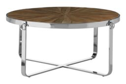 Orsina Convenient Metallic Coffee Table, Sleek Display Accent Table, Decorative Center Table, Spacious Round Table in Brown