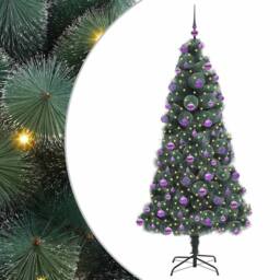 Berkfield Home Artificial Pre-lit Christmas Tree with Ball Set Green 210 cm - thumbnail 2