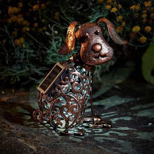 Marco Paul 20cm Bronze Steel Solar Silhouette Dog Ornament in Copper