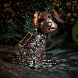 Marco Paul 20cm Bronze Steel Solar Silhouette Dog Ornament in Copper - thumbnail 1
