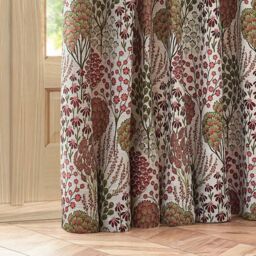 Wylder Ophelia Floral Room Darkening Pencil Pleat Curtain Pair in Red - Size: 229 cm width x 183 cm drop - thumbnail 4