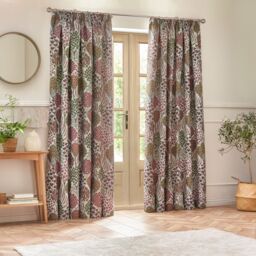 Wylder Ophelia Floral Room Darkening Pencil Pleat Curtain Pair in Red - Size: 229 cm width x 183 cm drop - thumbnail 6