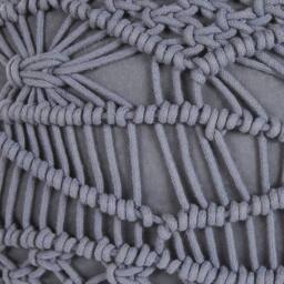 Wyld and Coco Knitted Pouffe - Chunky Crochet Grey Cotton Round Footstool - thumbnail 7