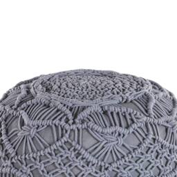 Wyld and Coco Knitted Pouffe - Chunky Crochet Grey Cotton Round Footstool - thumbnail 6