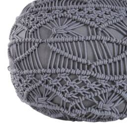 Wyld and Coco Knitted Pouffe - Chunky Crochet Grey Cotton Round Footstool - thumbnail 5