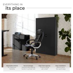 tectake Filing Cabinet - 4 adjustable shelves, lockable, 140 x 90 x 40 cm in Black - thumbnail 3