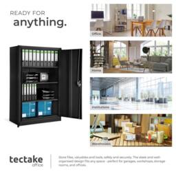 tectake Filing Cabinet - 4 adjustable shelves, lockable, 140 x 90 x 40 cm in Black - thumbnail 7