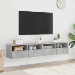 Berkfield Home TV Wall Cabinets 2 pcs Concrete Grey 80x30x30 cm Engineered Wood - Size: 80 x 30 x 30 cm - thumbnail 1