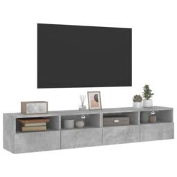 Berkfield Home TV Wall Cabinets 2 pcs Concrete Grey 80x30x30 cm Engineered Wood - Size: 80 x 30 x 30 cm - thumbnail 5