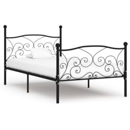 Berkfield Home Bed Frame with Slatted Base Black Metal 100x200 cm - thumbnail 1