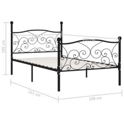 Berkfield Home Bed Frame with Slatted Base Black Metal 100x200 cm - thumbnail 5