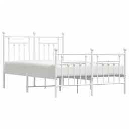 Berkfield Home Metal Bed Frame with Headboard & Footboard White 120x200 cm - Size: Small Double - thumbnail 4