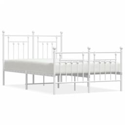 Berkfield Home Metal Bed Frame with Headboard & Footboard White 120x200 cm - Size: Small Double - thumbnail 2