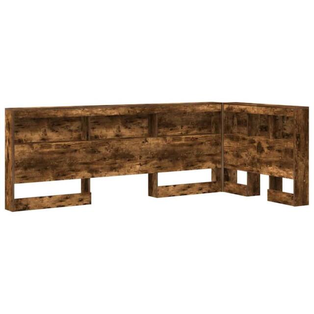 Berkfield Home Storage Headboard with Shelf Smoked oak 80 cm Engineered wood in Brown - image 1