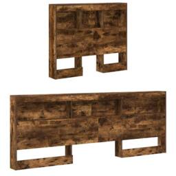 Berkfield Home Storage Headboard with Shelf Smoked oak 80 cm Engineered wood in Brown - thumbnail 5