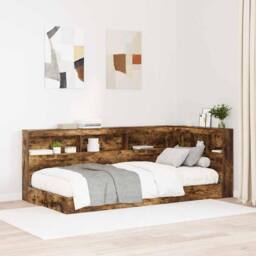 Berkfield Home Storage Headboard with Shelf Smoked oak 80 cm Engineered wood in Brown - thumbnail 2