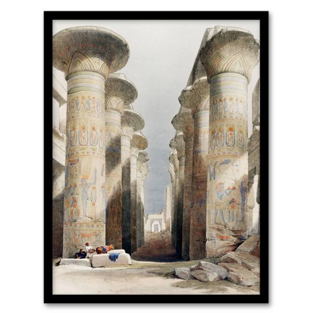 Artery8 David Roberts Framed Wall Art Print Great Hall at Karnak Temple - Size: A4 - image 1