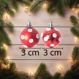Shatchi Christmas 3cm Bauble Polka Dots Tree Hanging Decoration Festive Sparkle 12pcs OR 24 pcs in Red - Size: 12 Pack - thumbnail 2