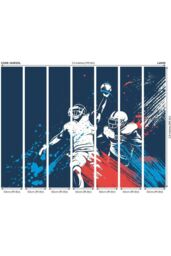 Origin Murals American Footballers Paint Splash Wall Mural in Blue - Size: W350 cm x H280 cm - thumbnail 3