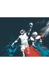 Origin Murals American Footballers Paint Splash Wall Mural in Blue - Size: W350 cm x H280 cm - thumbnail 2