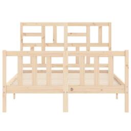 Berkfield Home Beautiful Bed Frame with Headboard 140x200 cm Solid Wood in Natural - thumbnail 6