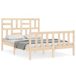 Berkfield Home Beautiful Bed Frame with Headboard 140x200 cm Solid Wood in Natural - thumbnail 3