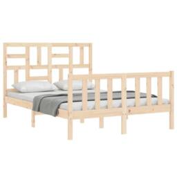 Berkfield Home Beautiful Bed Frame with Headboard 140x200 cm Solid Wood in Natural - thumbnail 4