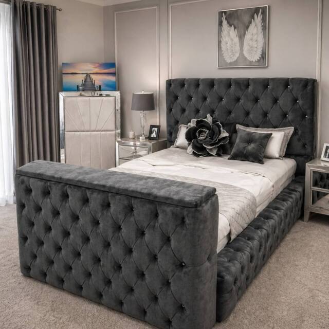 Stratus Interiors Ambassador TV Bed with Built-In Lift Luxury Non Storage Design in Grey - Size: Super King - image 1