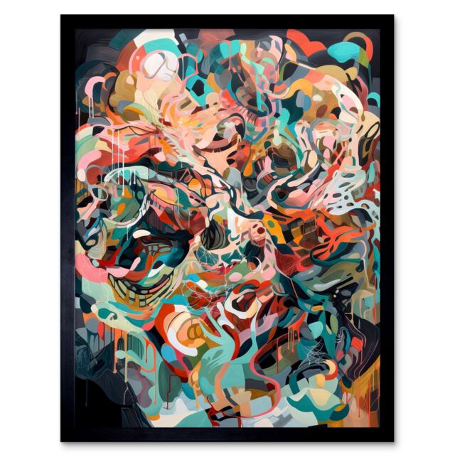 "Artery8 Wall Art Print Henri Matisse Inspired Abstract Shapes Art Framed in Black - Size: W12"" x H16""" - image 1