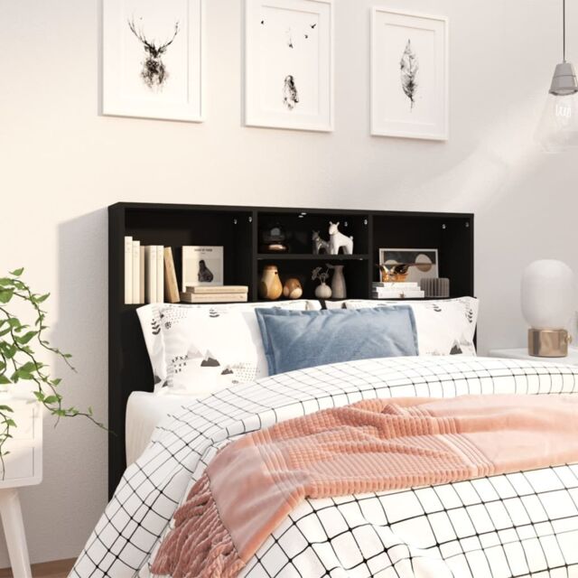 Berkfield Home Headboard Cabinet Black 120x19x103.5 cm - image 1