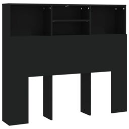 Berkfield Home Headboard Cabinet Black 120x19x103.5 cm - thumbnail 2