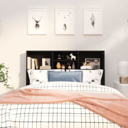 Berkfield Home Headboard Cabinet Black 120x19x103.5 cm - thumbnail 3